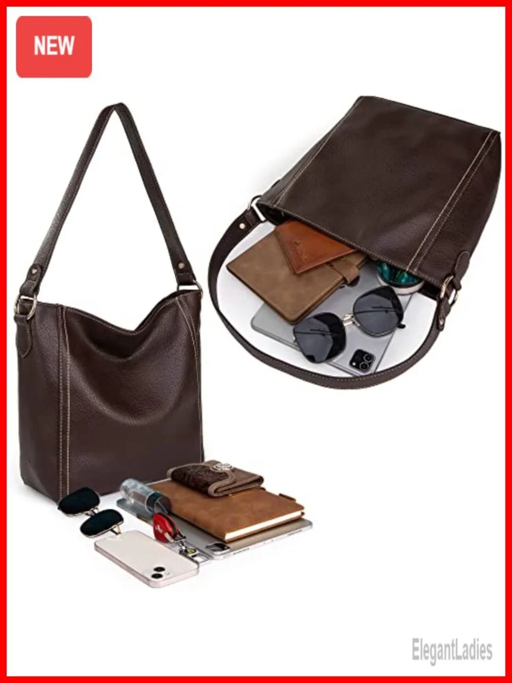 Vegan Leather Hobo Bag Soft Shoulder Purse Handbag